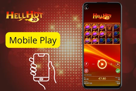 Hell Hot 20 slot on mobile with reels on a phone screen