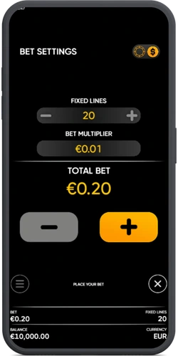 Setting the bet size in Hell Hot 20 slot