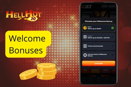 Hell Hot 20 welcome bonus offers on mobile with coins
